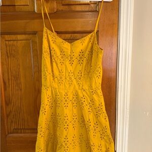Old Navy Mustard Eyelet Mini Dress